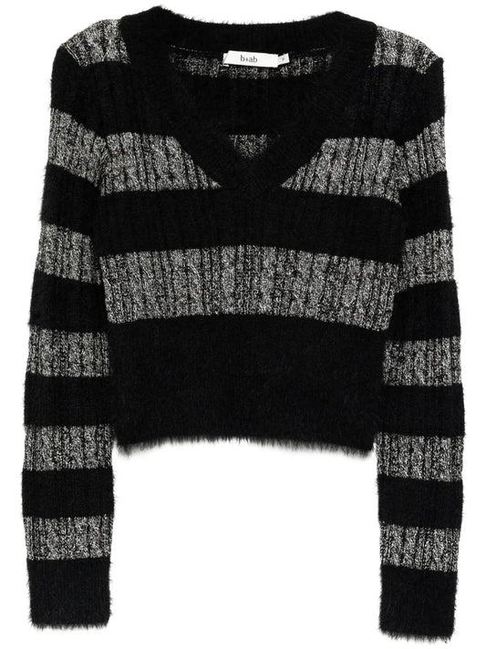 Striped Scarf Detail Knitted Top