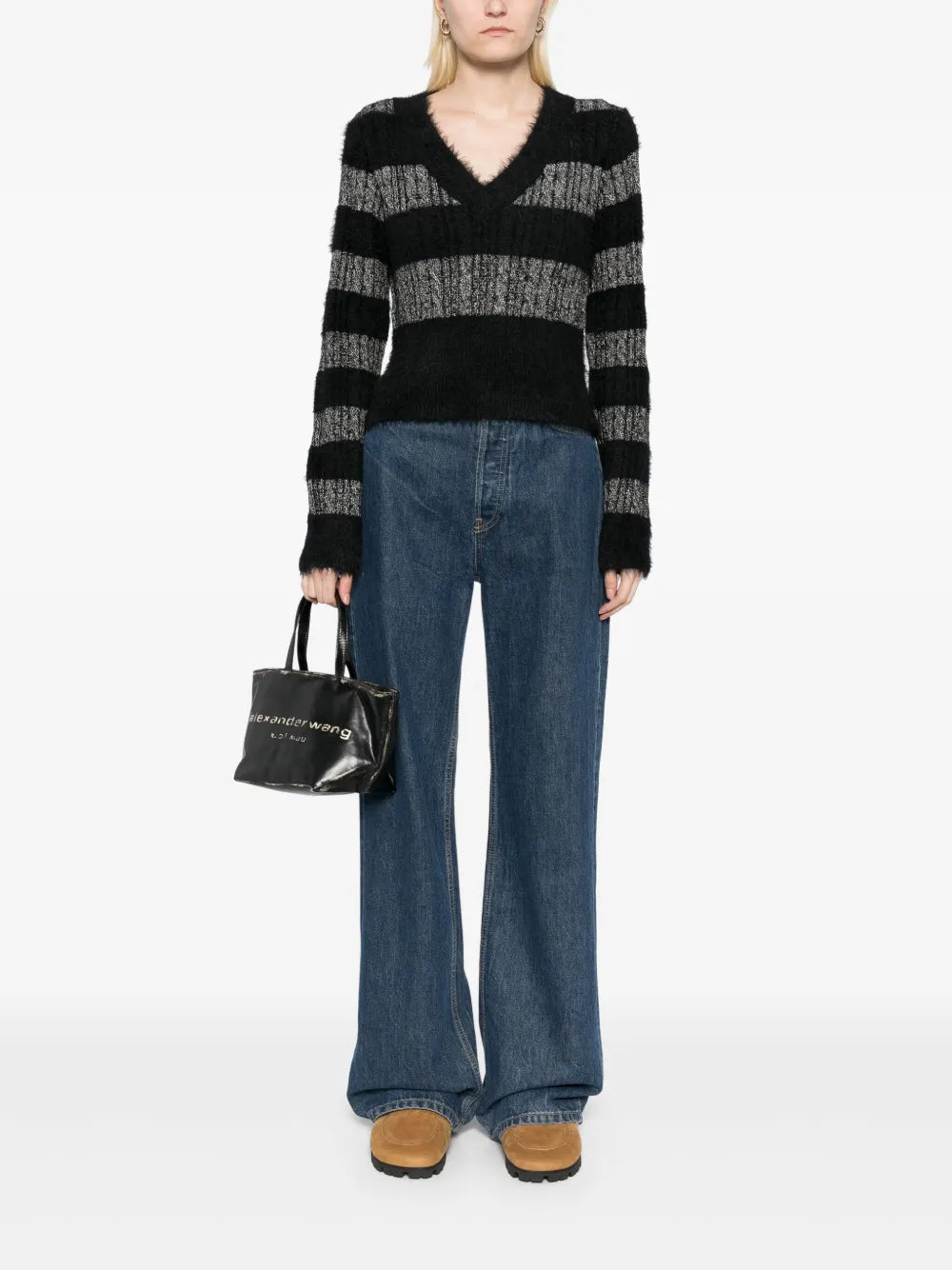 Striped Scarf Detail Knitted Top