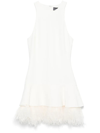 Feather-Trim Mini Dress