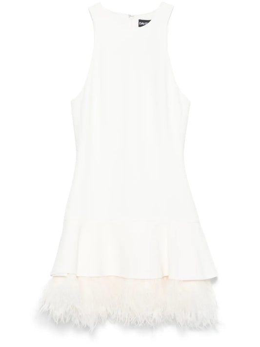 Feather-Trim Mini Dress