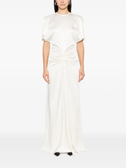 Gathered-Waist Floor-Length Dress