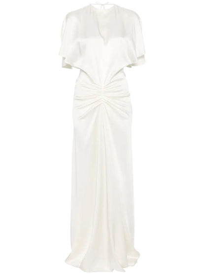 Gathered-Waist Floor-Length Dress
