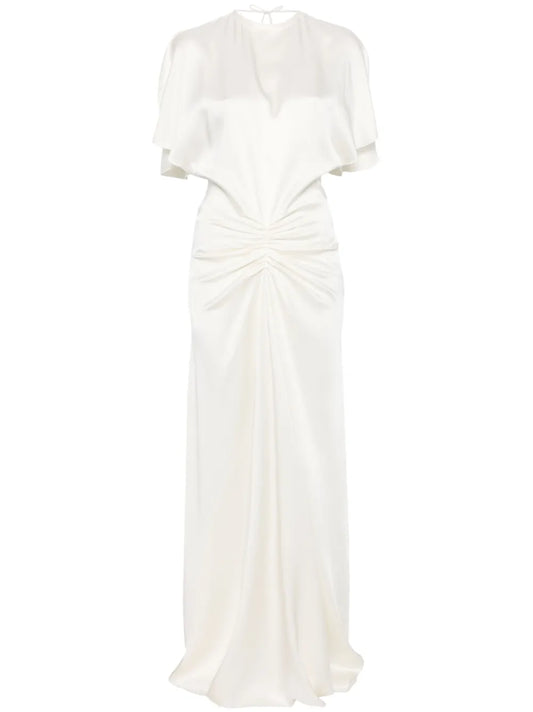 Gathered-Waist Floor-Length Dress