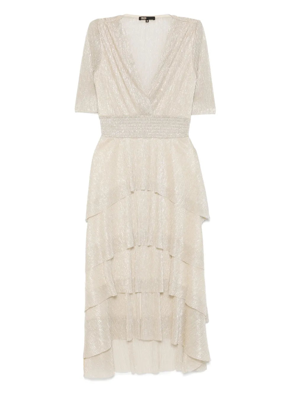 Metallic Ruffled Midi Dress