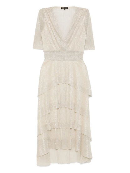 Metallic Ruffled Midi Dress
