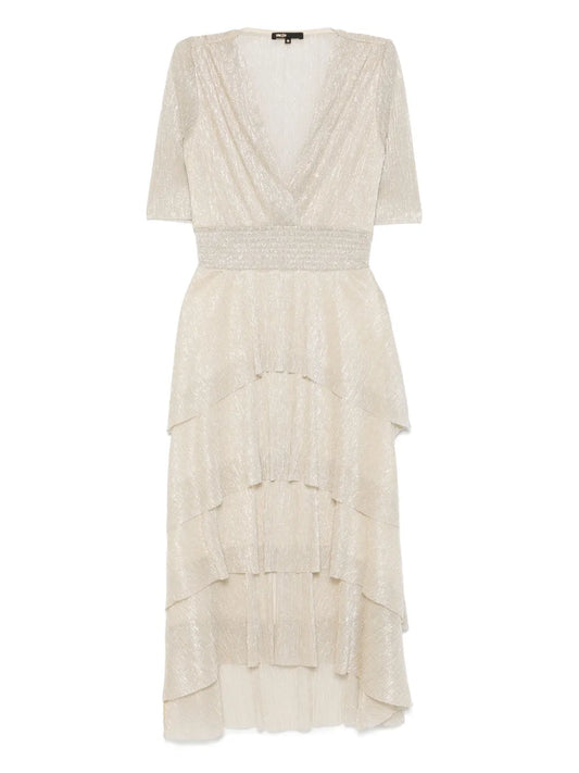 Metallic Ruffled Midi Dress