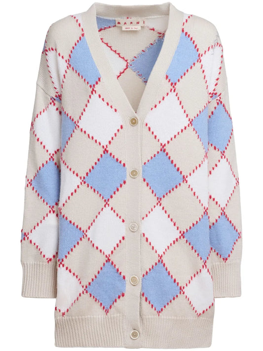 Diamond-Pattern Cardigan