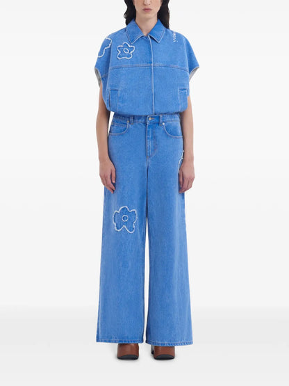 Embroidered Straight-Leg Jeans