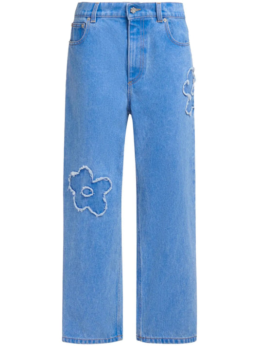 Embroidered Straight-Leg Jeans