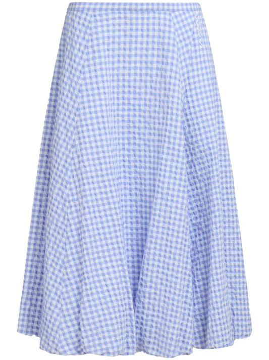 Check-Print Midi Skirt