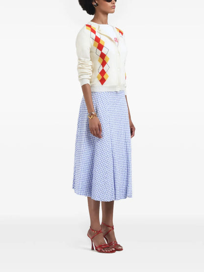 Check-Print Midi Skirt
