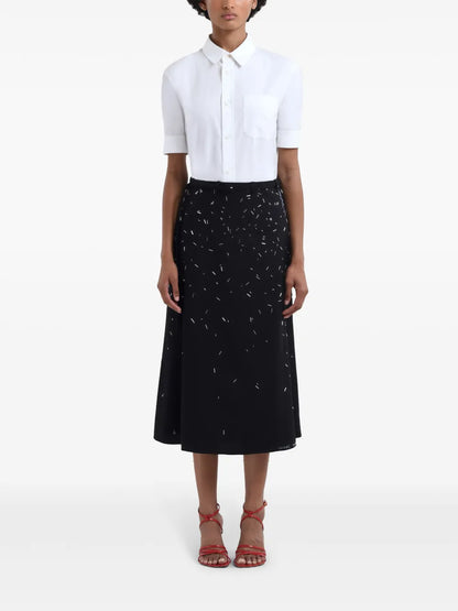 Bead-Embroidered Midi Skirt
