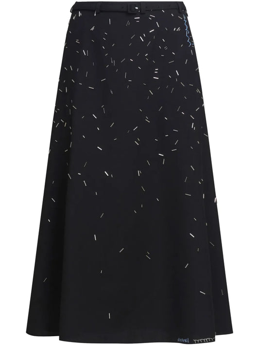 Bead-Embroidered Midi Skirt