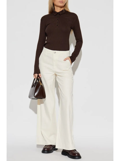 Front Button Flared Trousers
