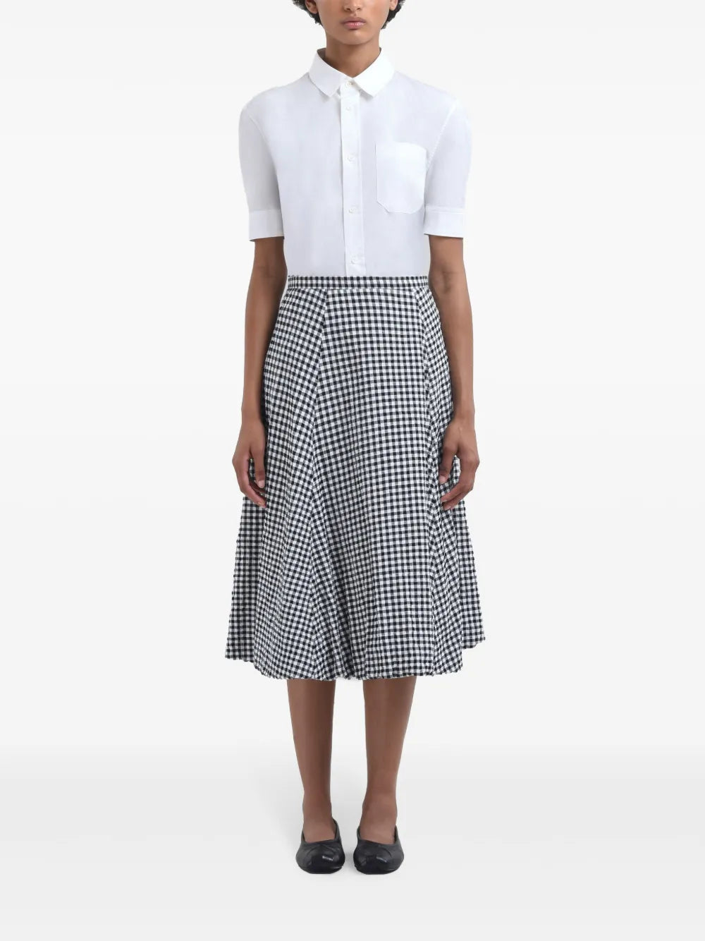 Check-Print Midi Skirt