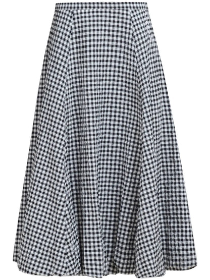 Check-Print Midi Skirt
