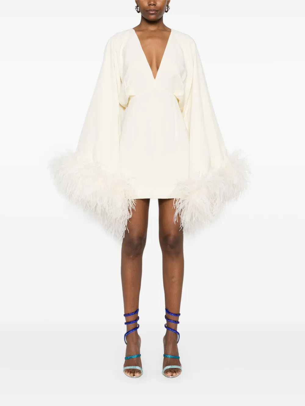 Feather-Trim Mini Dress