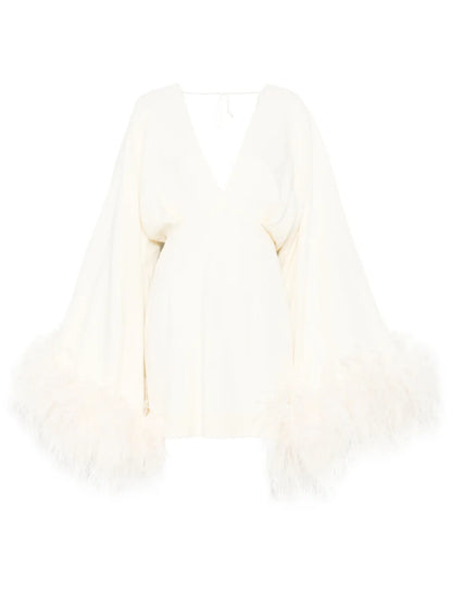 Feather-Trim Mini Dress