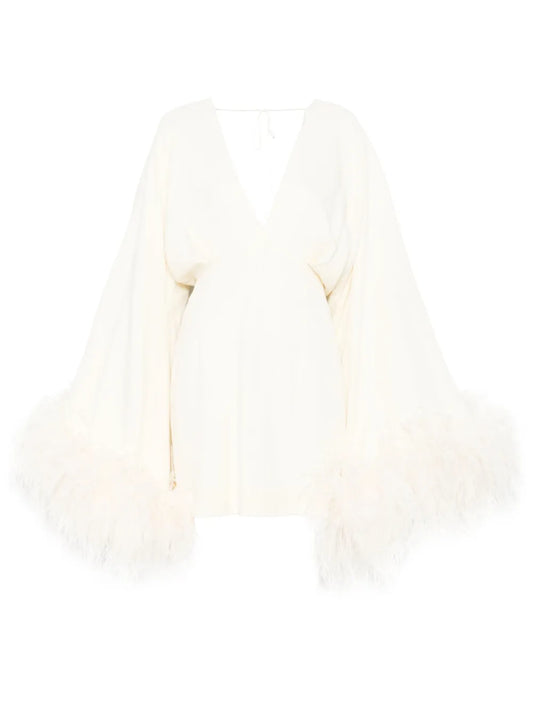 Feather-Trim Mini Dress