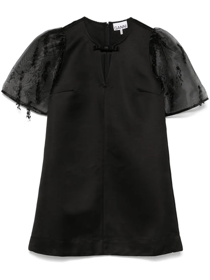 Fringed Organza Mini Dress