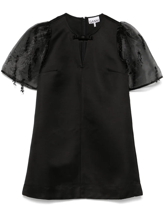 Fringed Organza Mini Dress