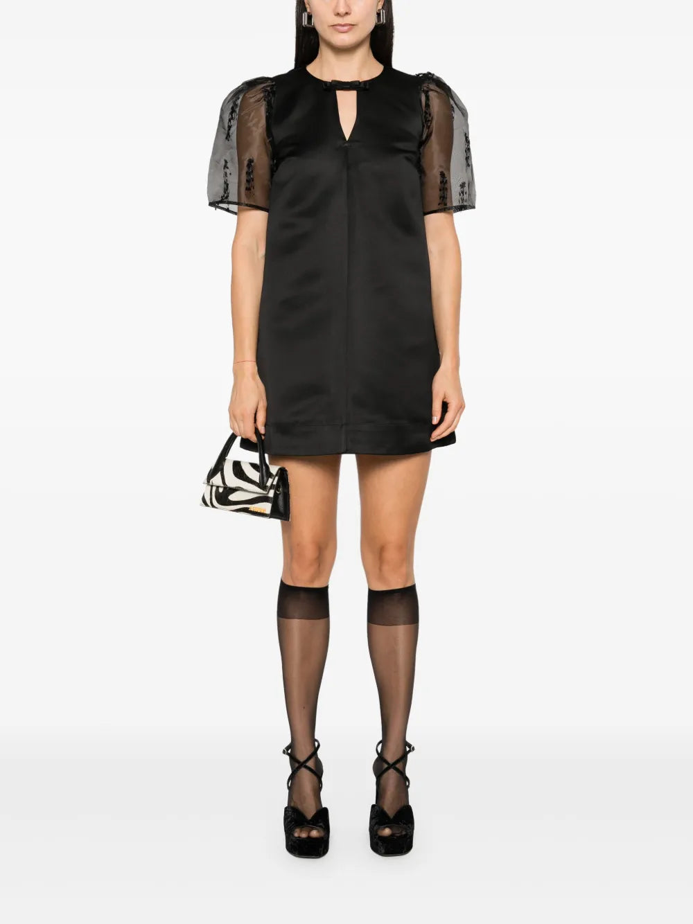 Fringed Organza Mini Dress