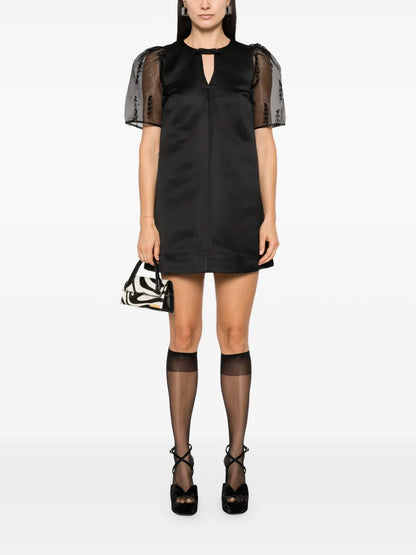 Fringed Organza Mini Dress