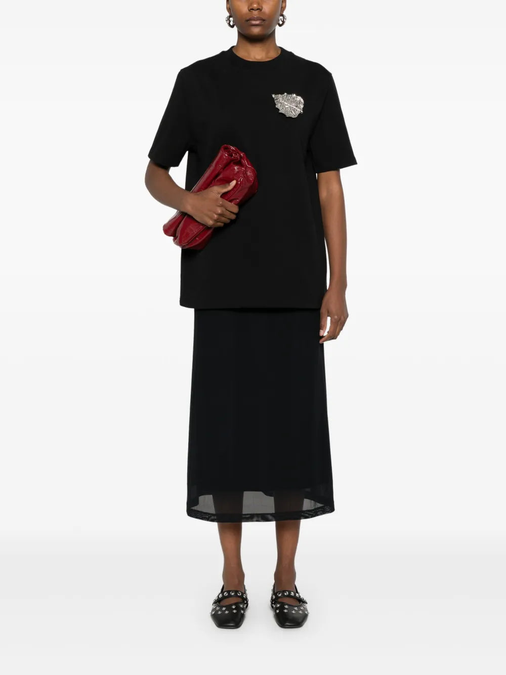 Leaf-Appliqué T-Shirt