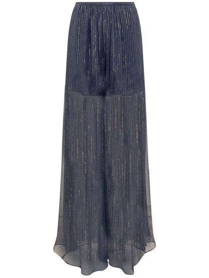 Metallic-Threading Flared Trousers