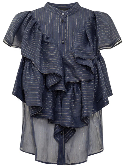Metallic-Threading Blouse