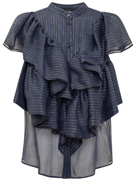 Metallic-Threading Blouse