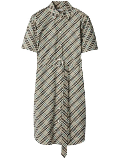 Check Cotton Shirt Mini Dress