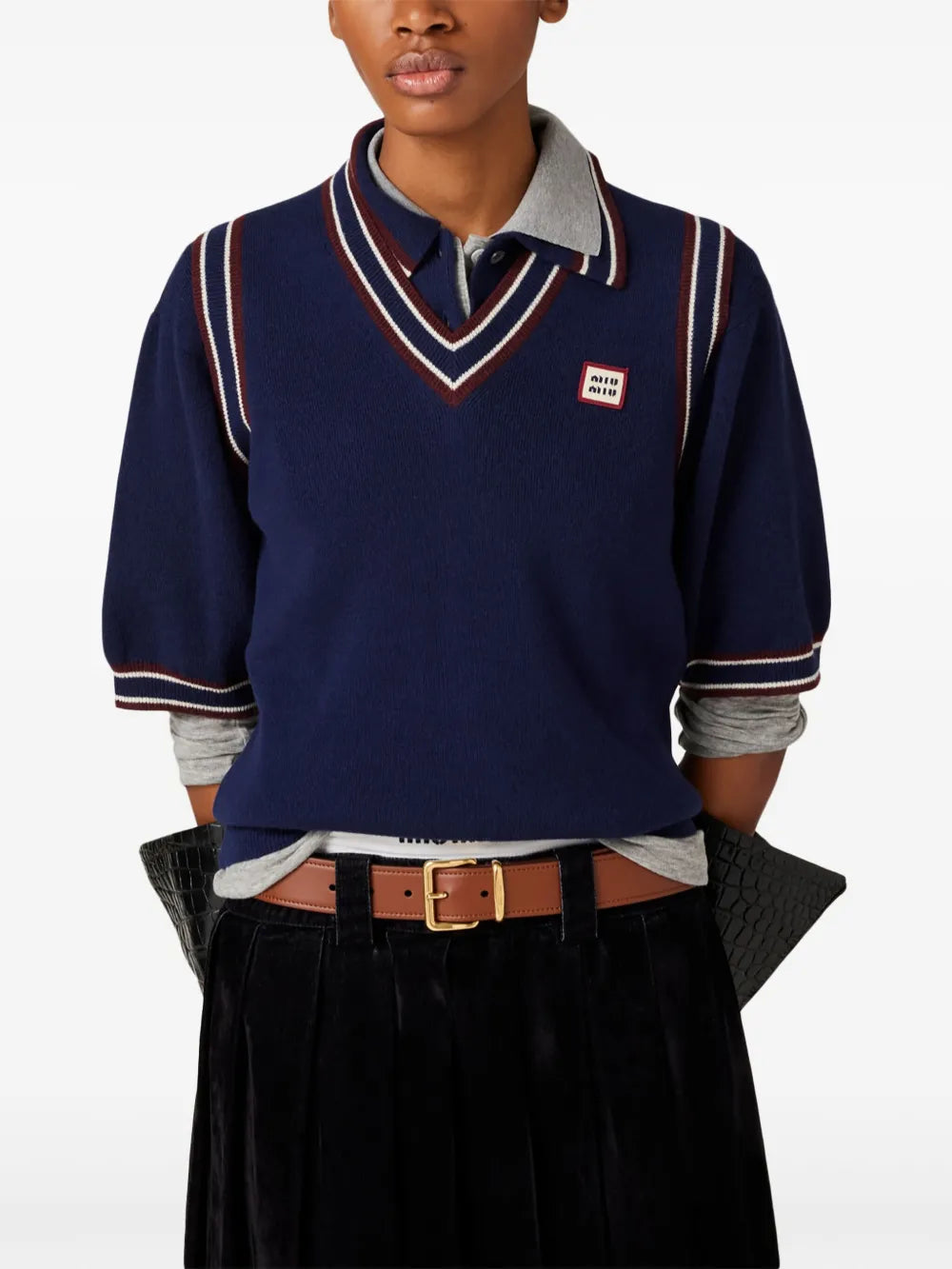 Striped-Trim Knit Vest