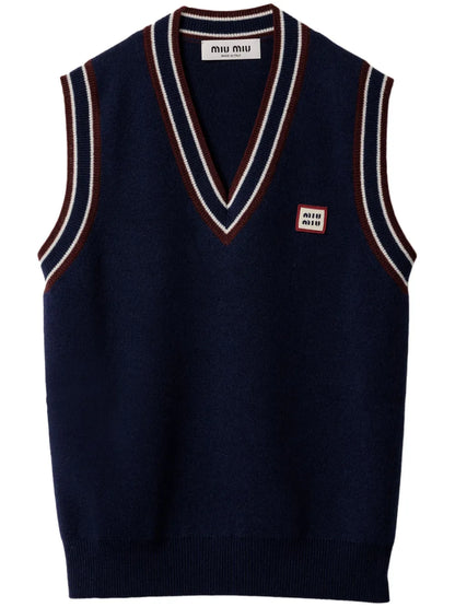 Striped-Trim Knit Vest