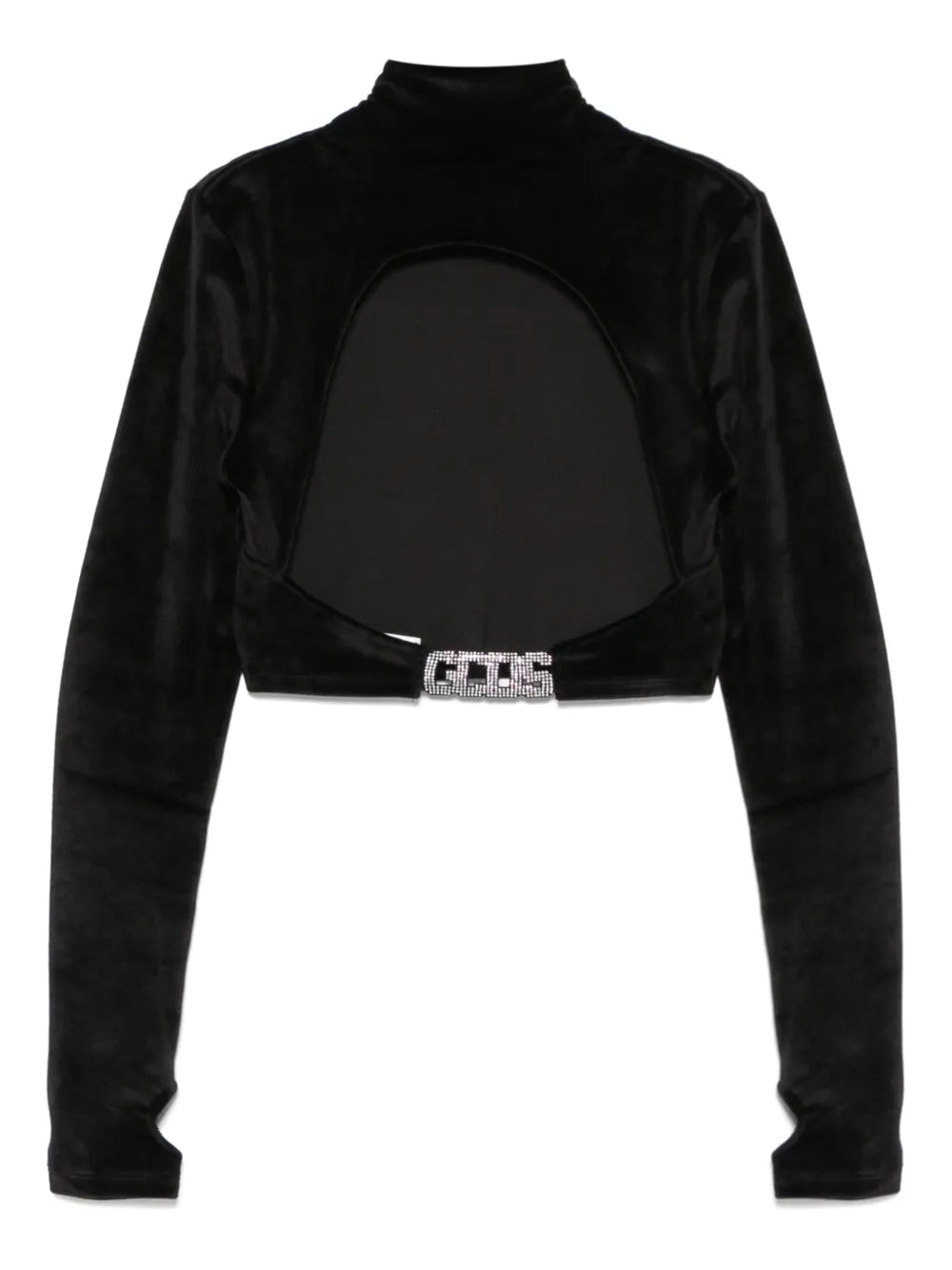 Chocker-Detailed Velvet T-Shirt
