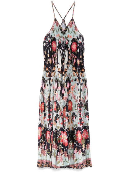 Pleated Sleeveless Midi Dress