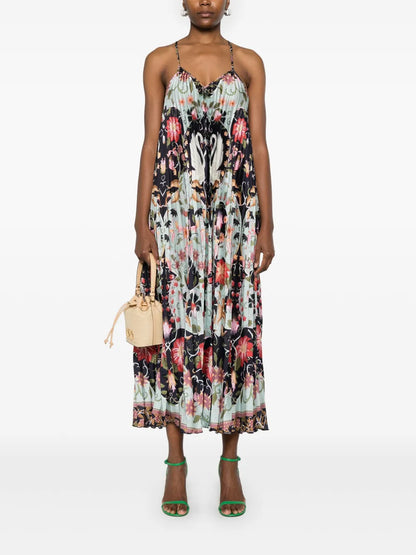 Pleated Sleeveless Midi Dress