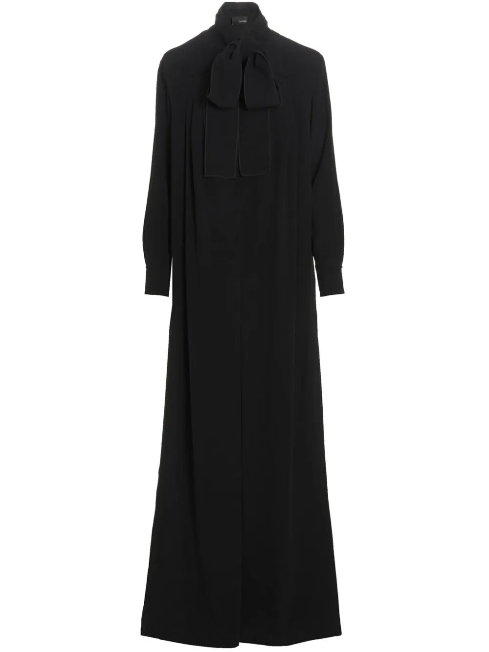 Pussy-Bow Collar Maxi Dress
