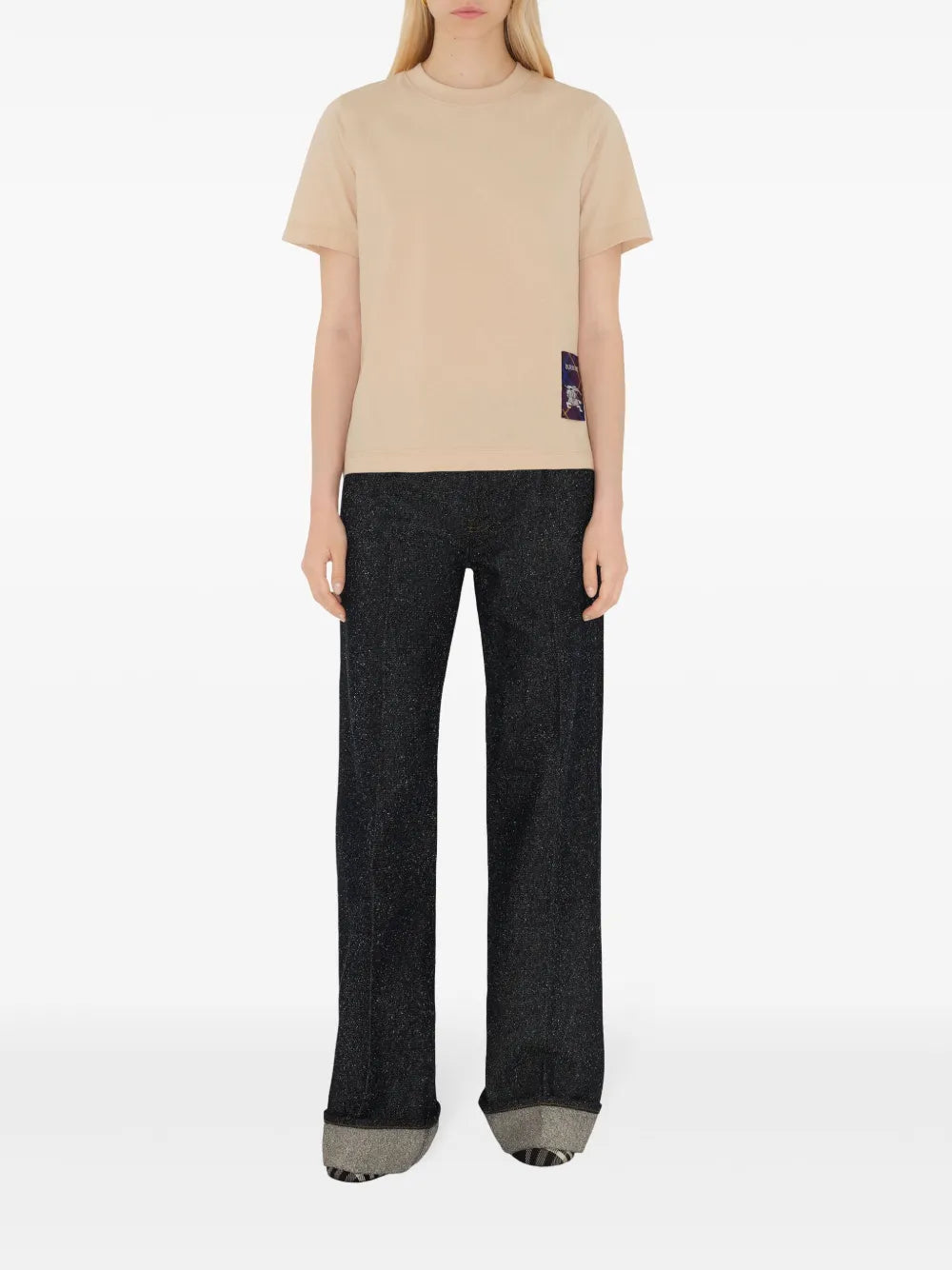 Check-Label Cotton T-Shirt