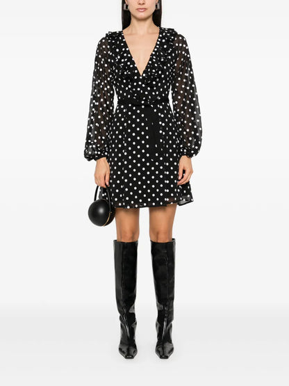 Ruffle-Detail Chiffon Mini Dress