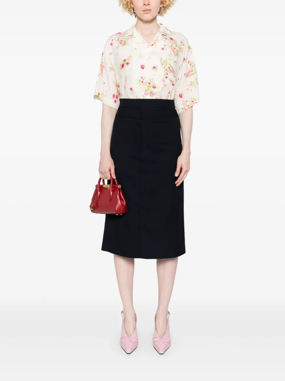 Floral-Print Panelled Shirt