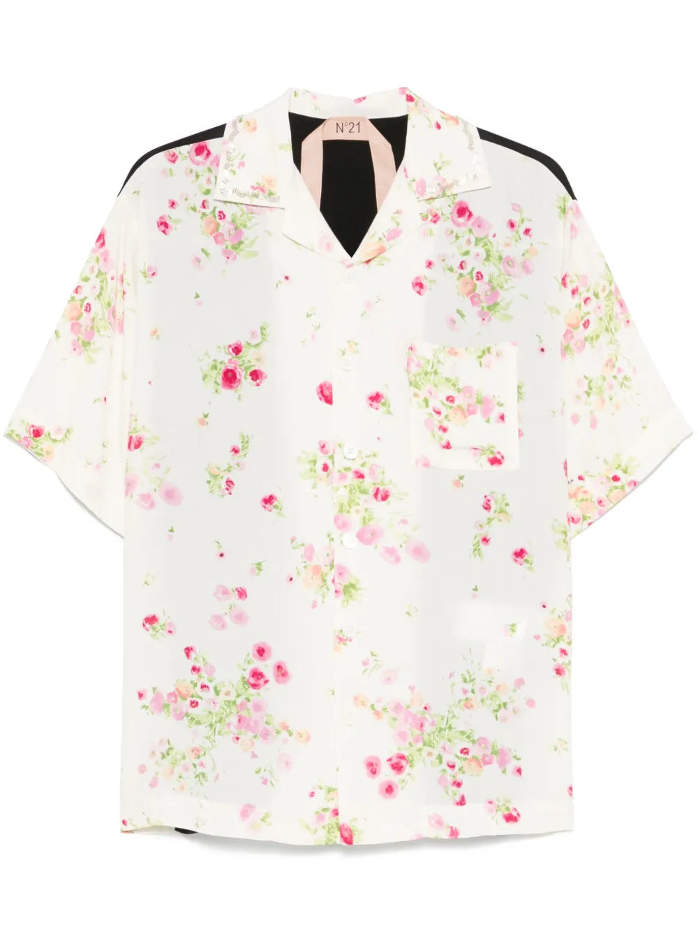 Floral-Print Panelled Shirt