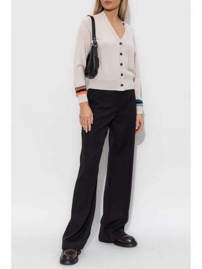 Striped-Cuff Cardigan