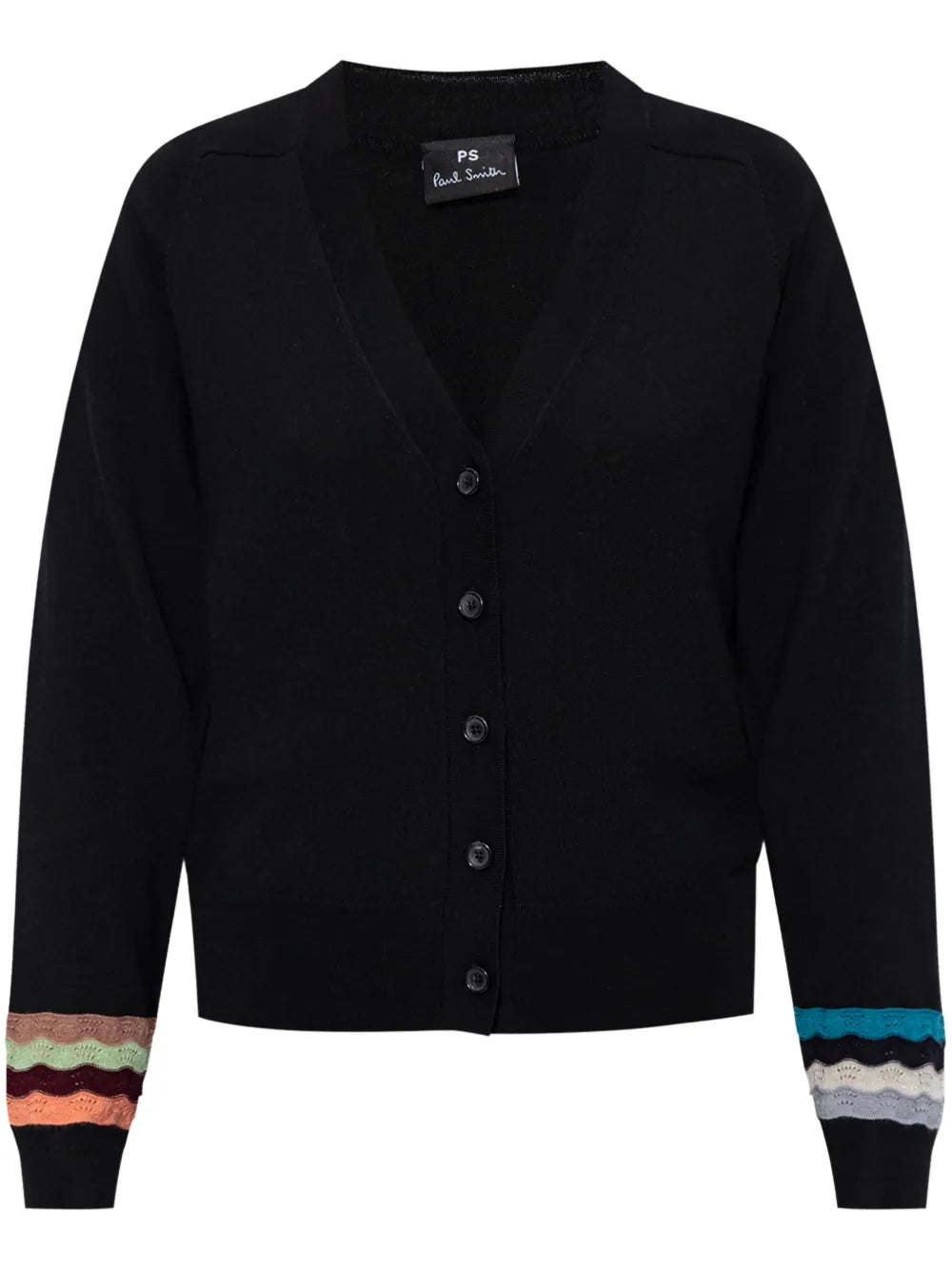 Striped-Cuff Cardigan