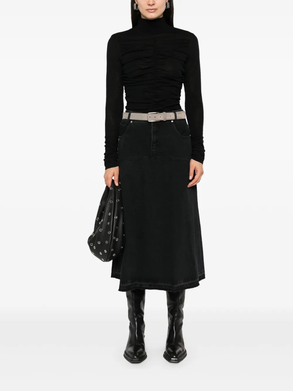 Gathered Roll-Neck Sweater