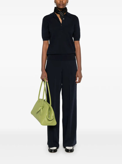 Fine-Knit Polo Top