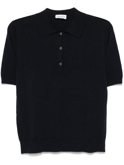 Fine-Knit Polo Top
