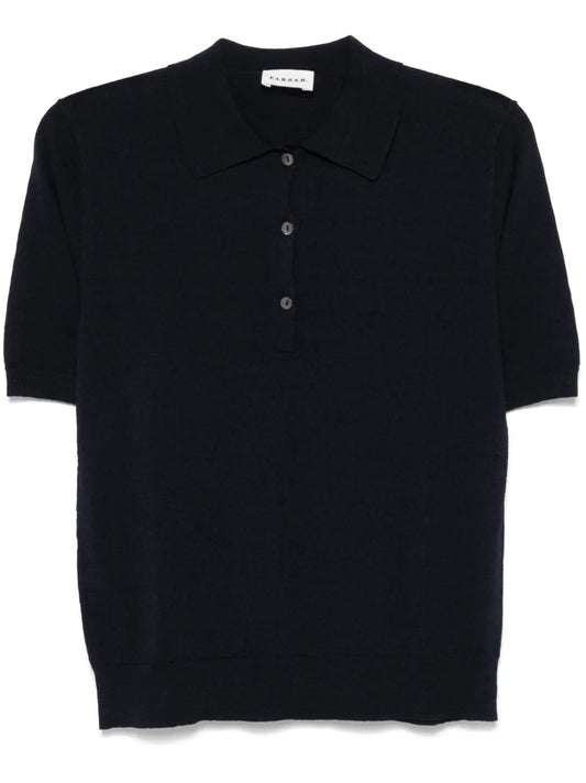 Fine-Knit Polo Top