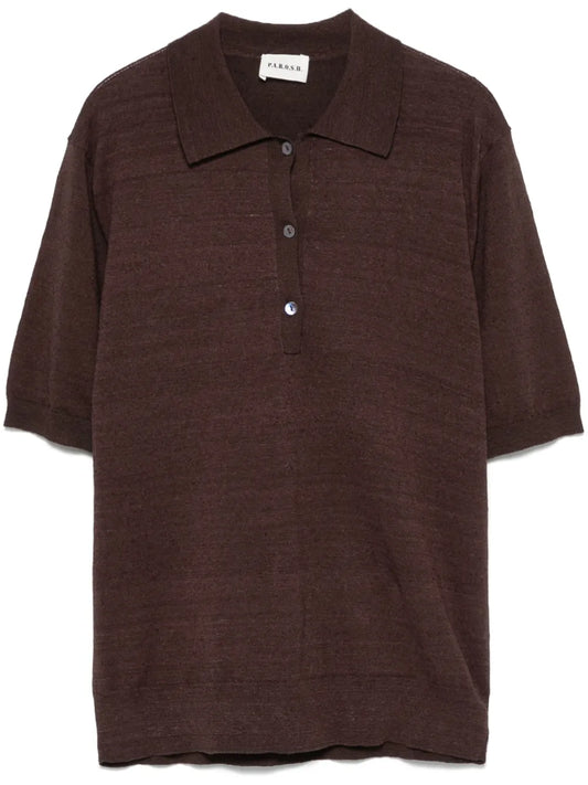 Fine-Knit Polo Top