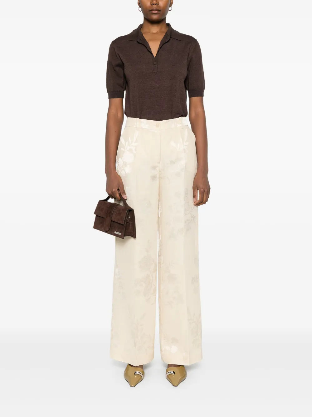 Fine-Knit Polo Top